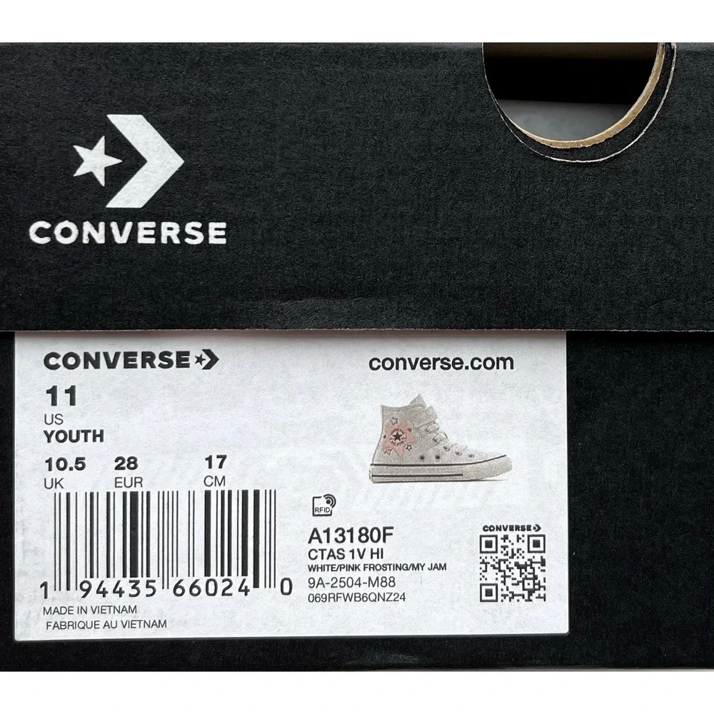 Converse Chuck Taylor Girls Hi Top Slip-on Sneakers Size 11 White Doodle Star - Picture 9 of 12